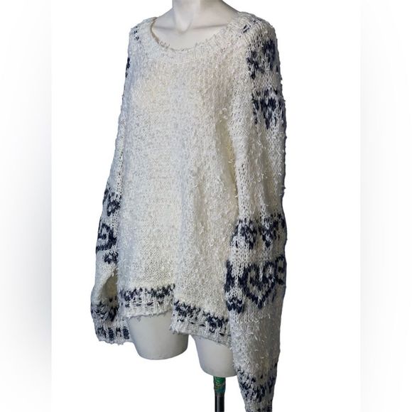 Anthropologie Pilcro Petra Feathered White Wool Alpaca Crewneck Pullover Sweater - Picture 3 of 6